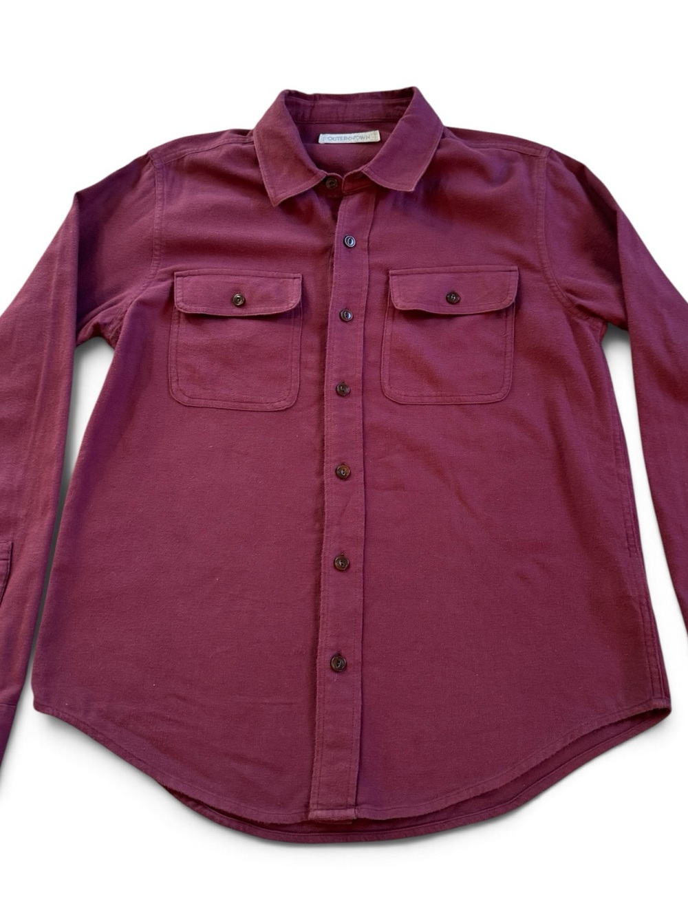 Outerknown Men’s Flannel Blanket Burgundy Shirt Organic Cotton